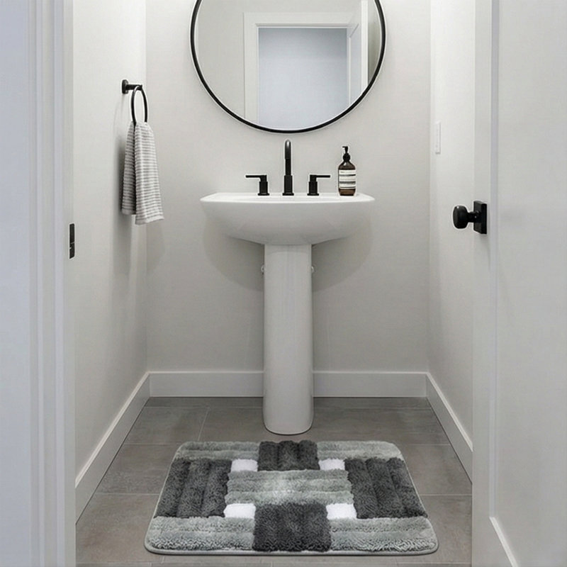3 Pieces Machine Washable Handmade Bath Rugs