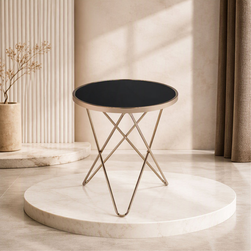 Table d'appoint Celina avec plateau en verre