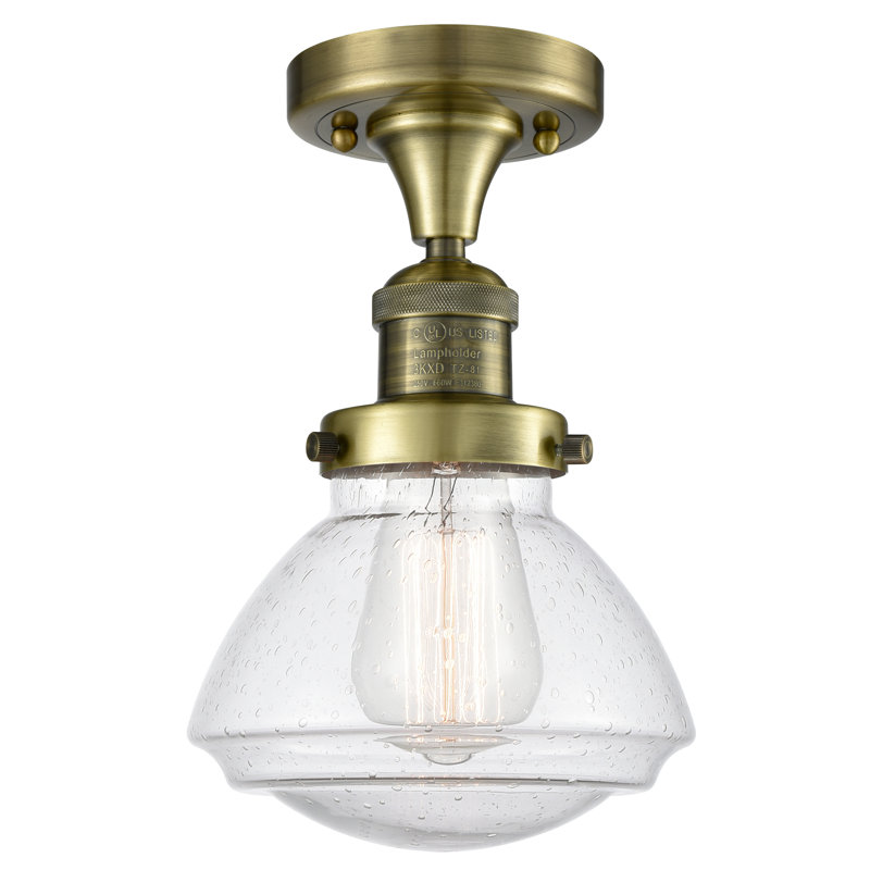 Plafonnier semi-encastré 1 lumière 6,75 po Chesterville, Ampoule DEL 6 watts rétro, Grainé, Or satiné
