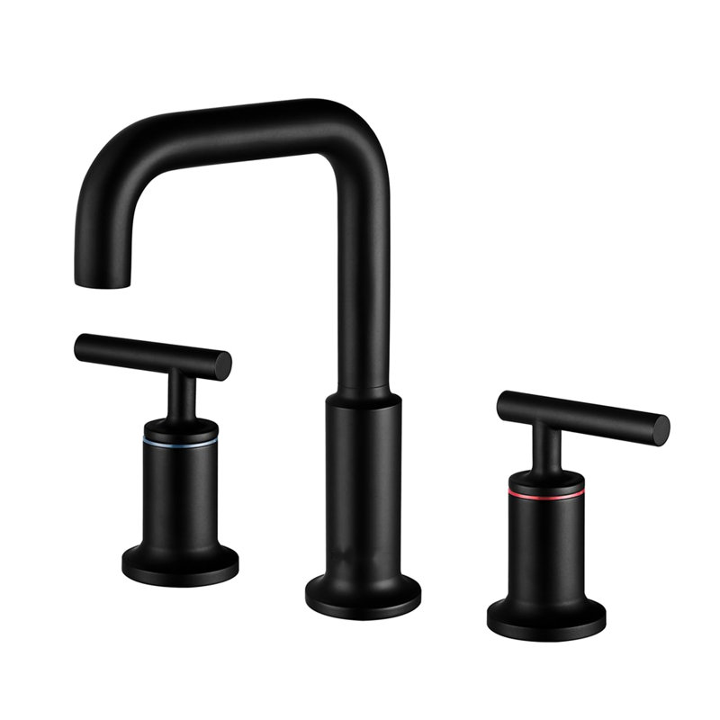 Widespread Matte Black Bathroom Faucet With Accurate Temp Control & Brass 8-Inch Spread Drip- Feature Ceramic