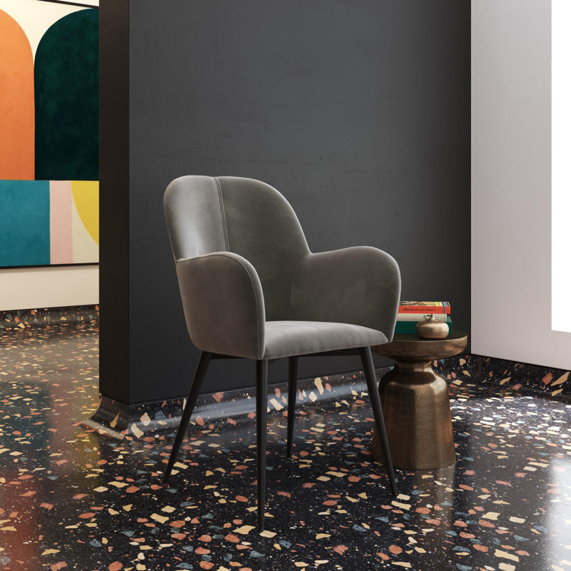 Velvet Armchair, Gray Velvet