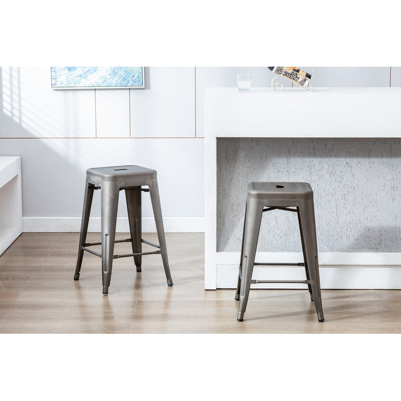 Tabouret Deronte, bleu, Tabouret de comptoir (assise de 24 po de hauteur)