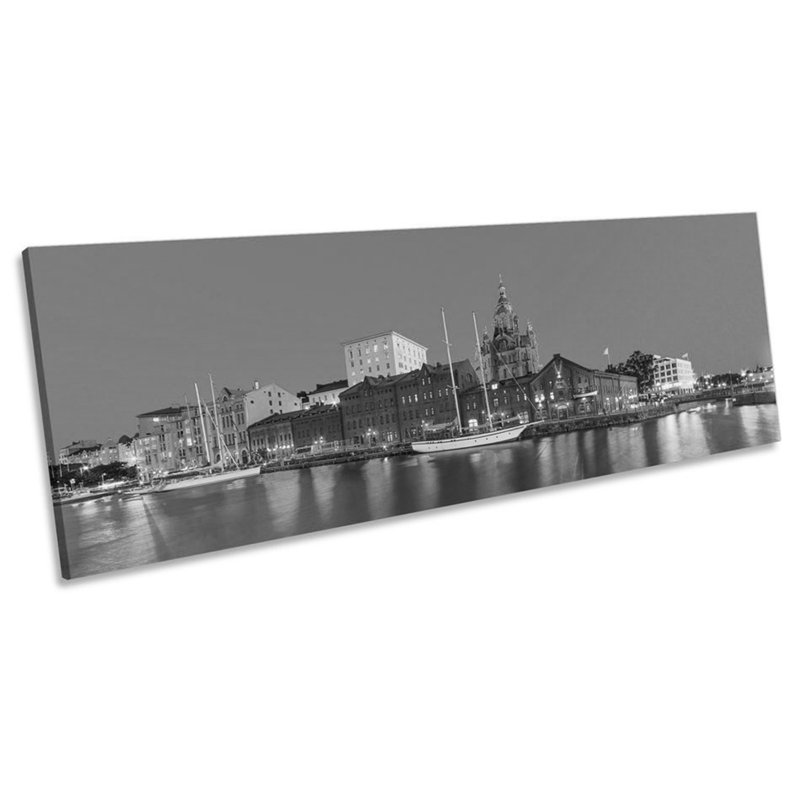 Helsinki Finland City Skyline 1 Piece Wrapped Canvas Panoramic Wall Art, 30.48cm H x 91.44cm W x 2cm D
