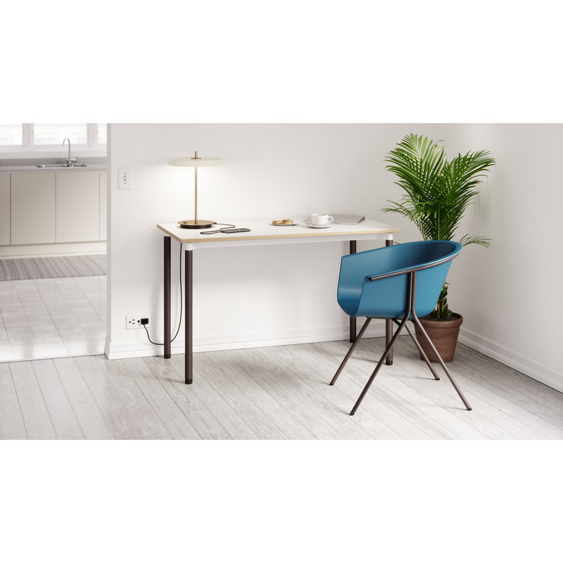 Bureau Spright, Blanc designer / bord en bois, Café noir, Stationnaire