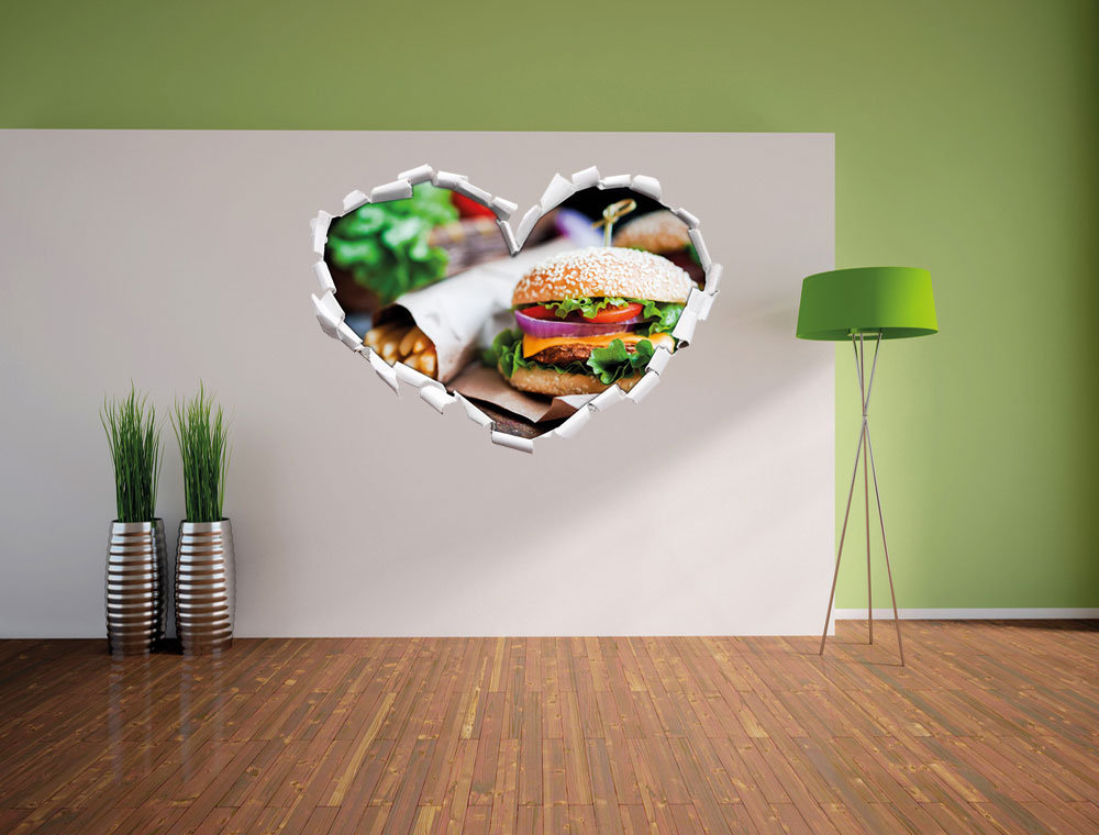 Wandtattoo Leckerer Burger und Pommes