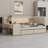 Upholstered Daybed With Drawers, Shelves, Flip Cabinets & Side Table-871524307