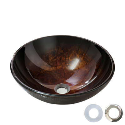 Vasque de salle de bain ronde en verre trempé texturé rouge de 43 cm (17 po)
