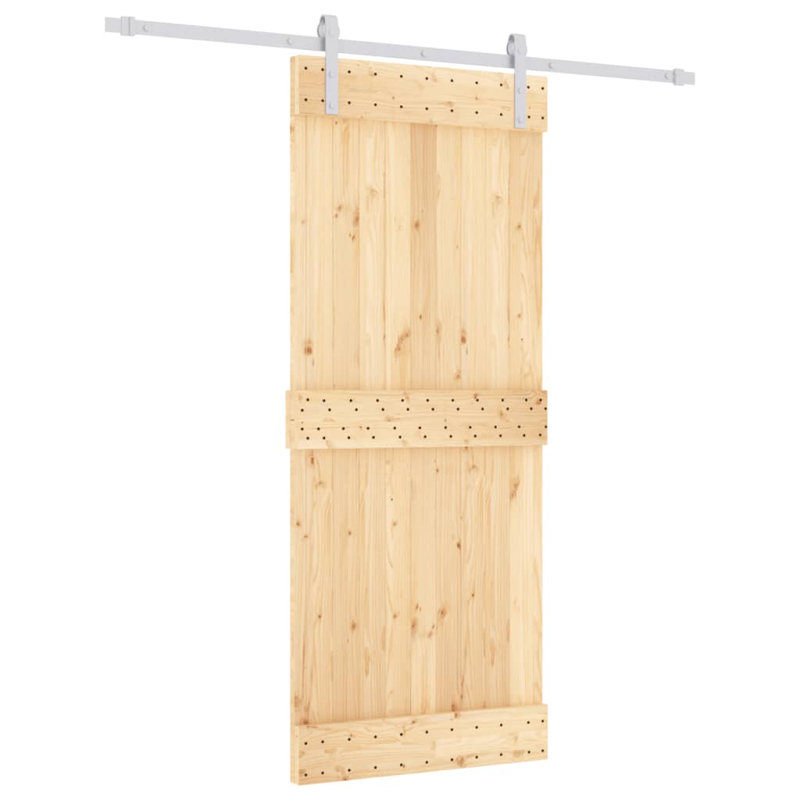 Porte coulissante avec quincaillerie Vidaxl, 33,5 po x 82,7 po, Noir/naturel