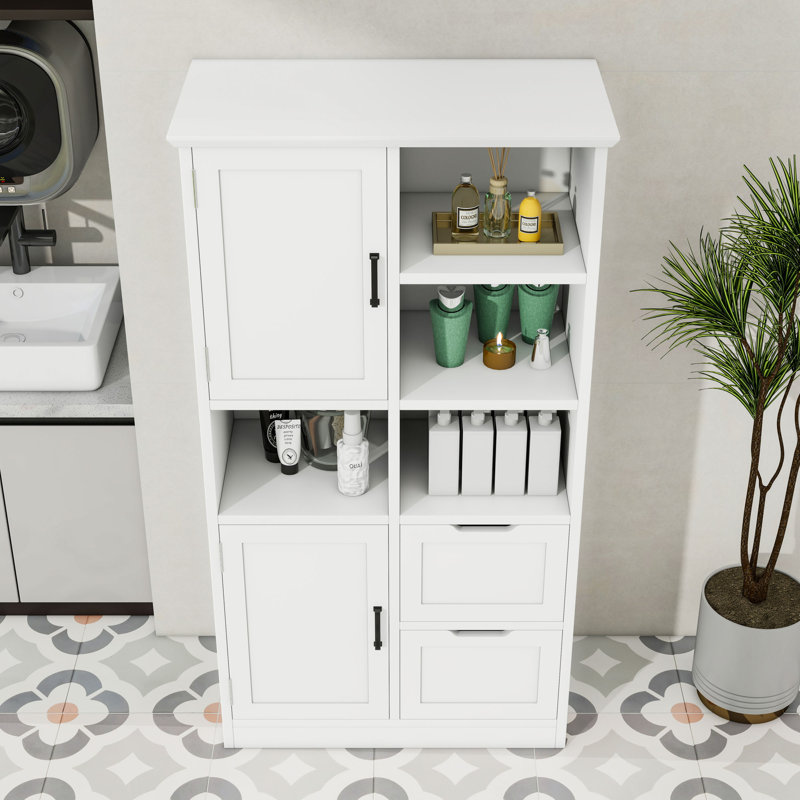 Armoire de rangement autoportante avec tablette réglable et 2 tiroirs