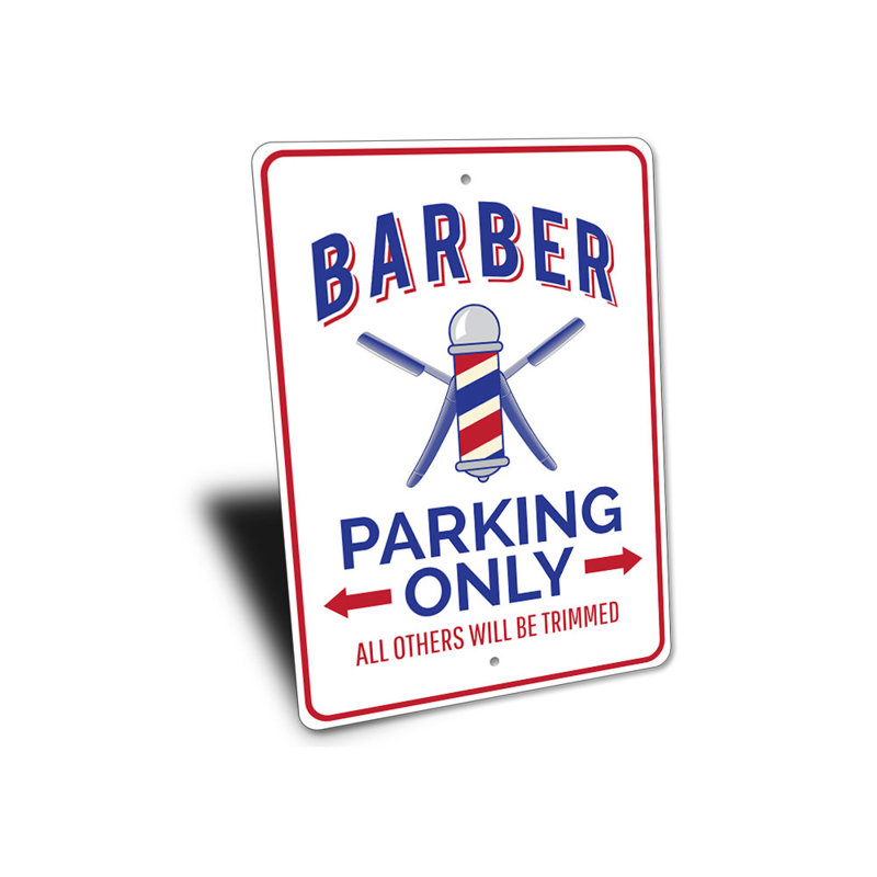 Enseigne en aluminium Barber Shop, H 10 po x l 14 po x P 0,04 po