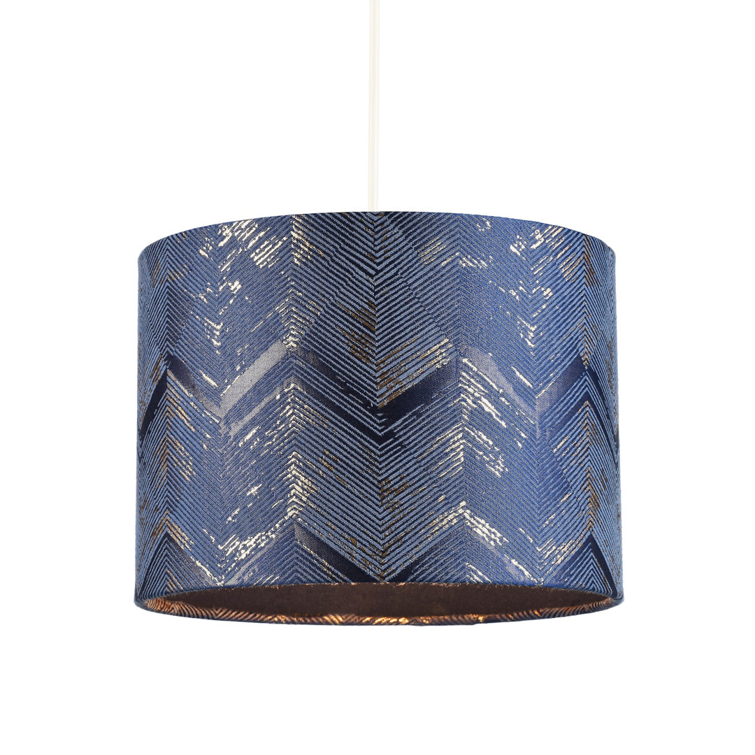 18cm H Cotton Blend Drum Lamp Shade ( Screw On ) in Navy
