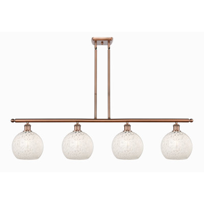 Ballston White Mouchette 4 Light Stem Hung Island Light