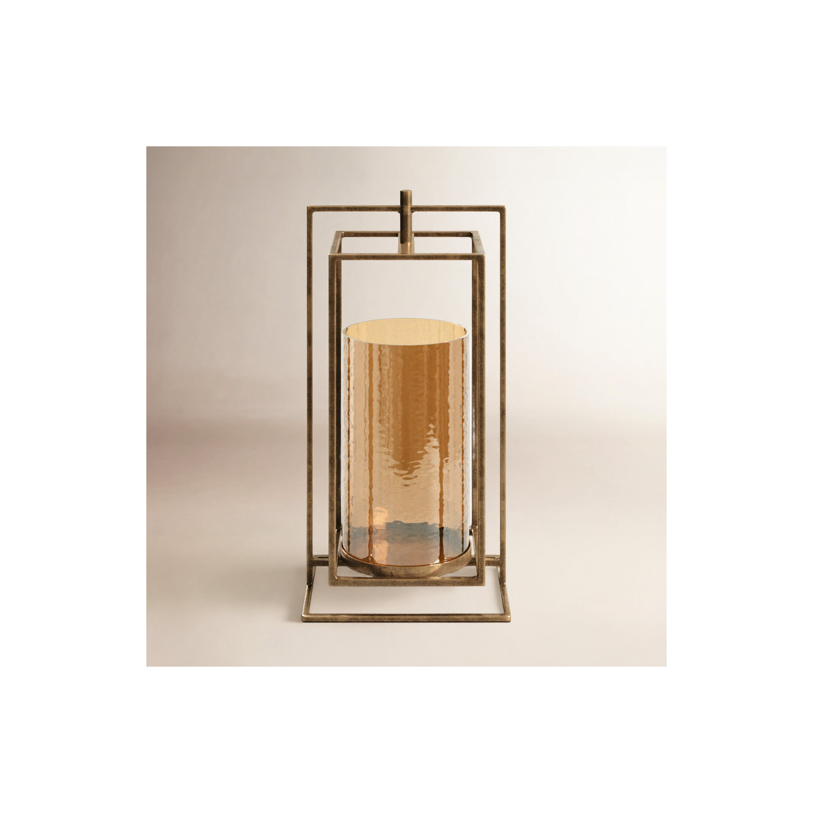 Iron Tabletop Hurricane, 14" H x 7" W x 5.75" D