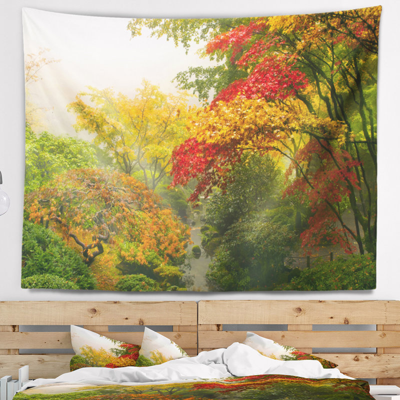 Tapisserie colorée d'arbres d'érable Floral, H 68 po x l 80 po