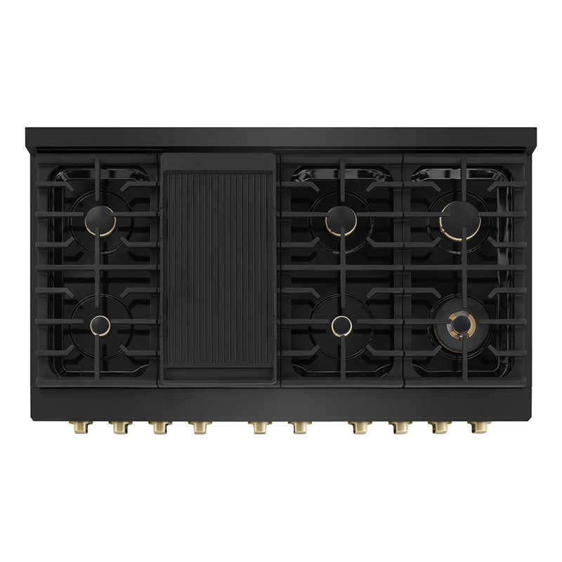 ZLINE Autograph 48 in. Gas Range in Stainless Steel, Black/Polished Gold