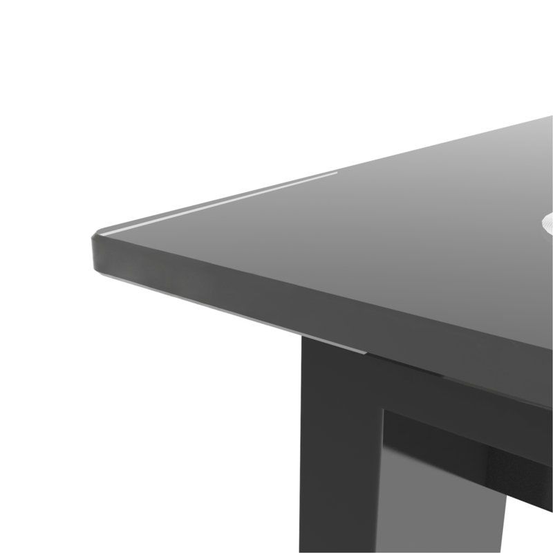 Table moderne - verre trempé noir, rectangulaire, jeu agréable, capacité décorative en verre de 170 lb