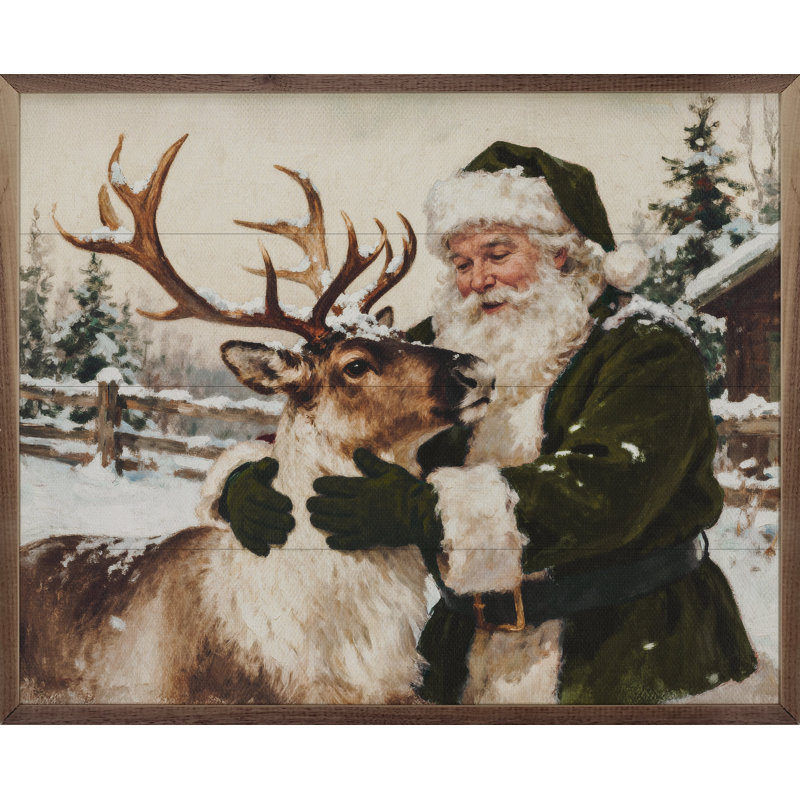Santa And Reindeer, H 24 po x l 30 po