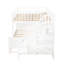 Lit superposé double au-dessus de grand lit double avec tablettes de rangement, escalier, lit gigogne et lumière DEL, blanc-2087019473