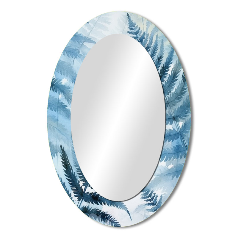 Fond de miroir bleu fougère bleue III, 36 po x 24 po