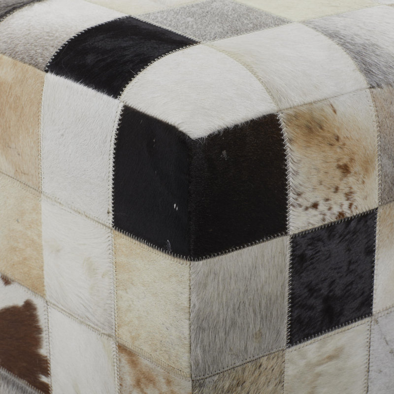 Tabouret de salon en cuir, Cuir véritable gris fumé