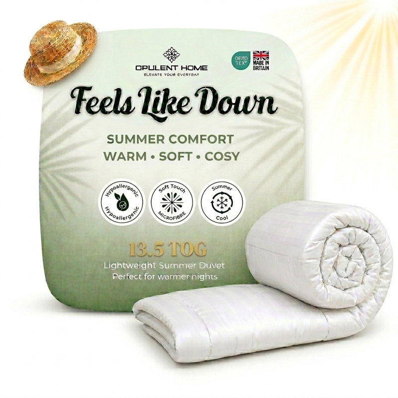 Opulent Home Premium Anti-Allergy Duvet Quilt 13.5 TOG - Lightweight Stripe Winter Warm Comforter Single /Double/King/Super King 