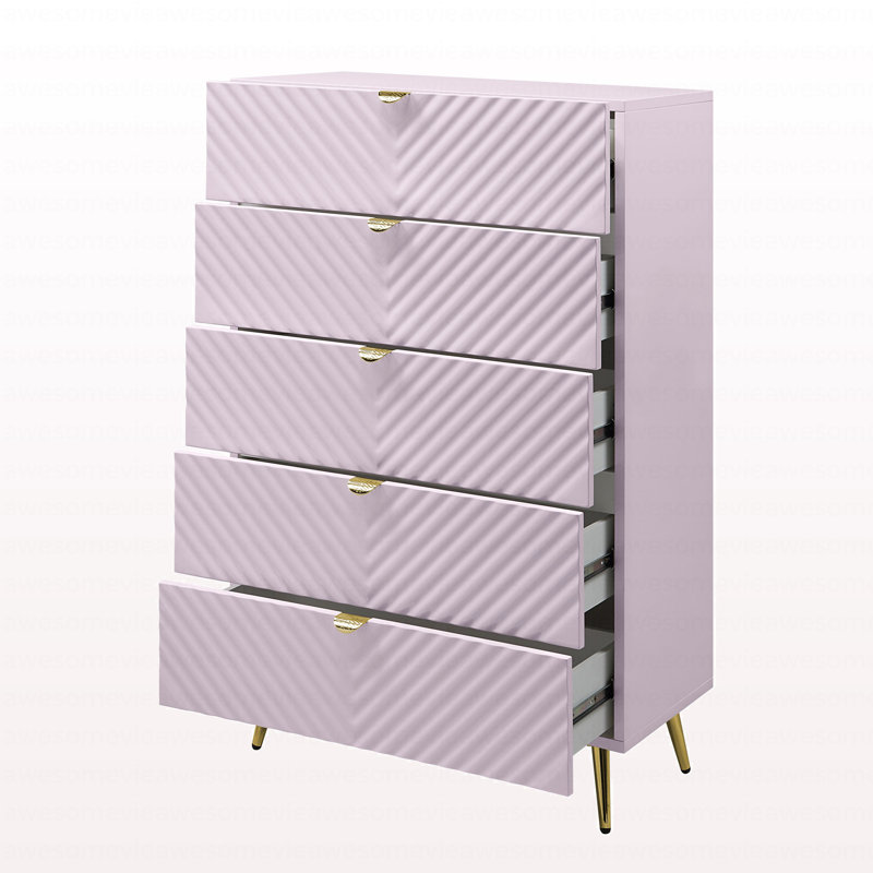 Commode rose de style moderne à finition ultrabrillante