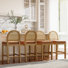 Ensemble de 4 tabourets de bar en bois avec dossier en rotin naturel