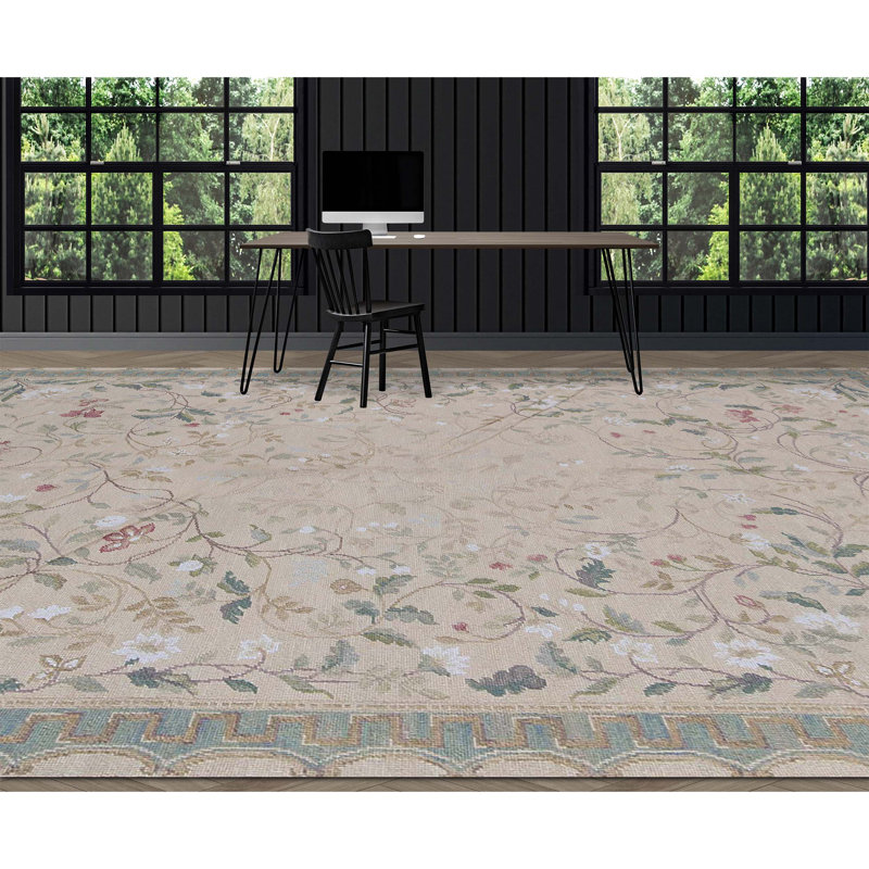 Wool Floral Area Rug, Rectangle 10'7" x 16'1"