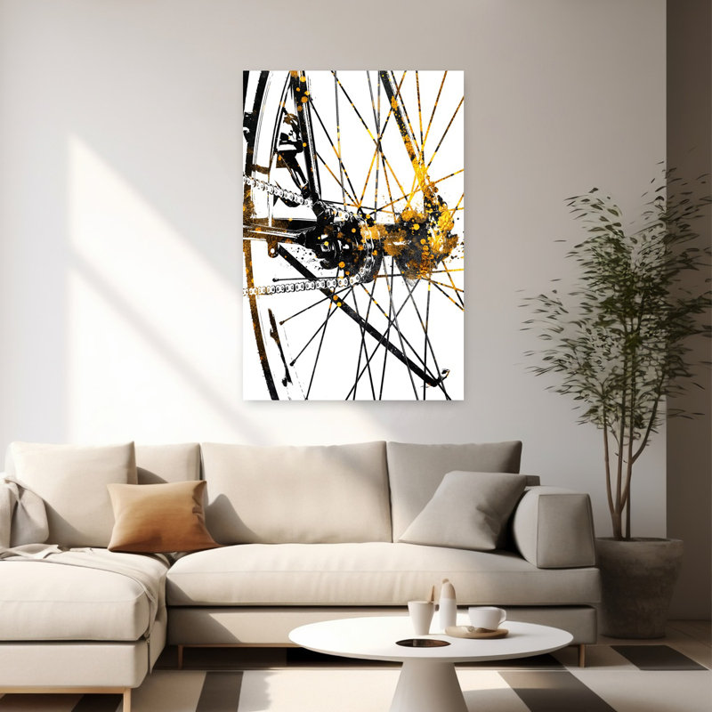 Art mural abstrait doré, 60" H x 40" W