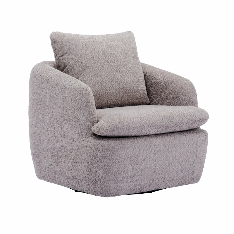 Fauteuil demi-tonneau pivotant l 32,48 po Willenzard, Boucle gris
