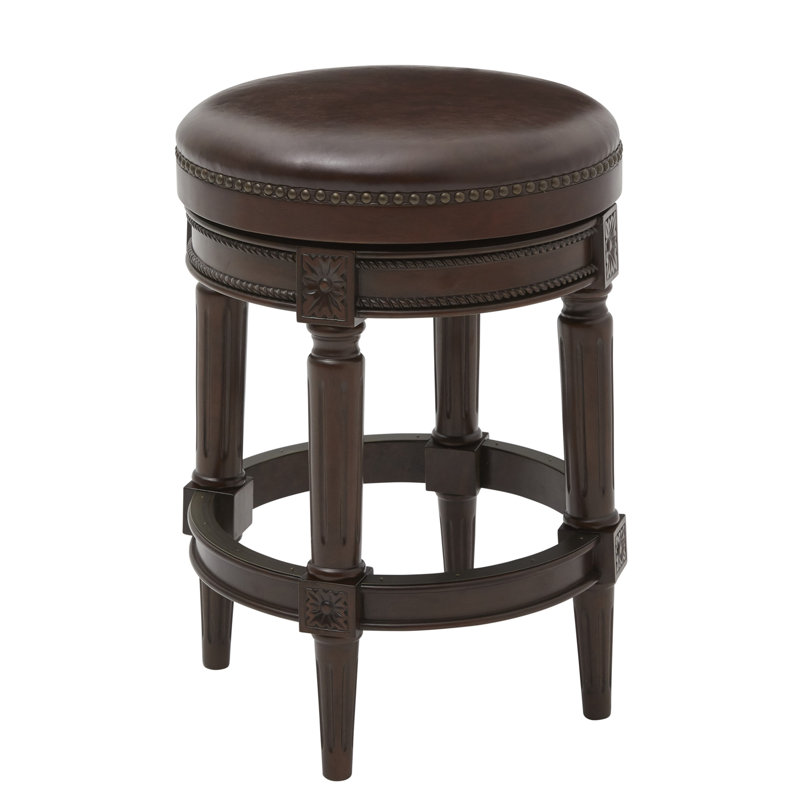 Tabouret de bar et de comptoir Mehar, Noyer patiné, 1, Tabouret de comptoir (siège d'une hauteur de 26 p