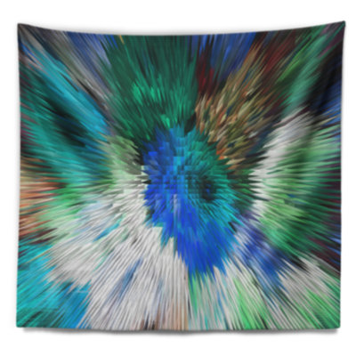 Tapisserie bleue avec fleurs et tissu 3D