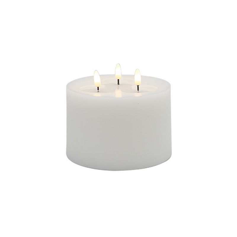 Petite bougie sans flamme 3 mèches, Blanc