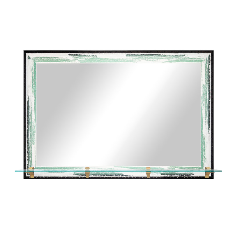 Miroir d'appoint Mowery, 32,5 po x 42 po, Écume de mer / laiton