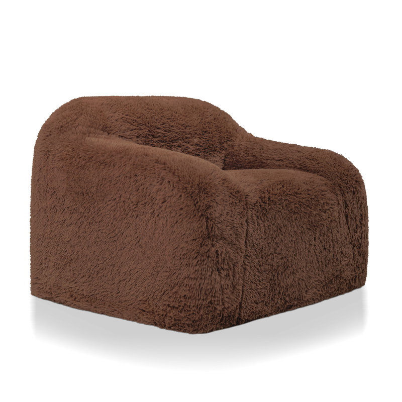 Minnie 41.7"W Low Back Upholstered Accent Chair, Reddish Brown