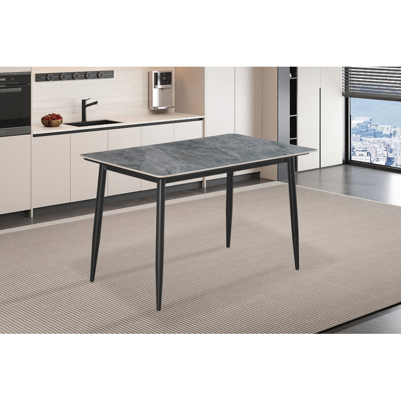 Darees Stone Top Metal Base Dining Table, 75cm H x 70cm W x 140cm D