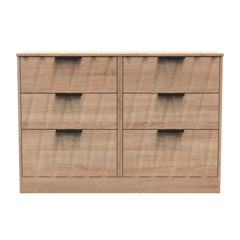 Besmir 6 Drawer Wide Chest (Ready Assembled), Bardolino Oak