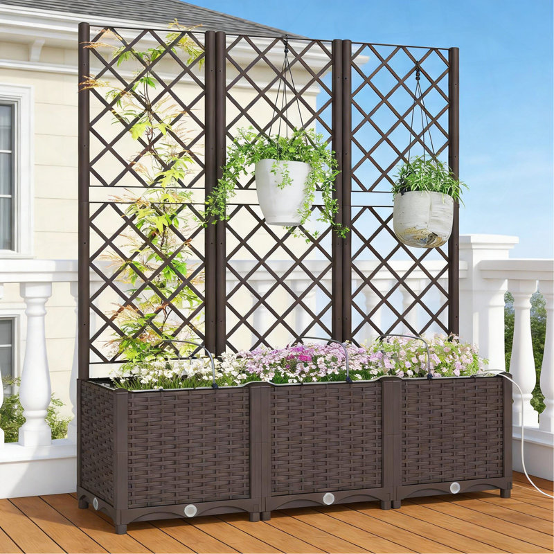 Boîte à fleurs d'extérieur, lit de jardin surélevé pratique à arrosage automatique