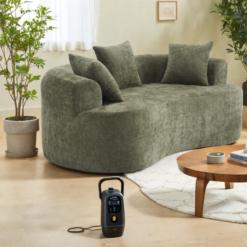 Compression Sofas, Chenille 79 Inch Curved Modern Loveseat For Home