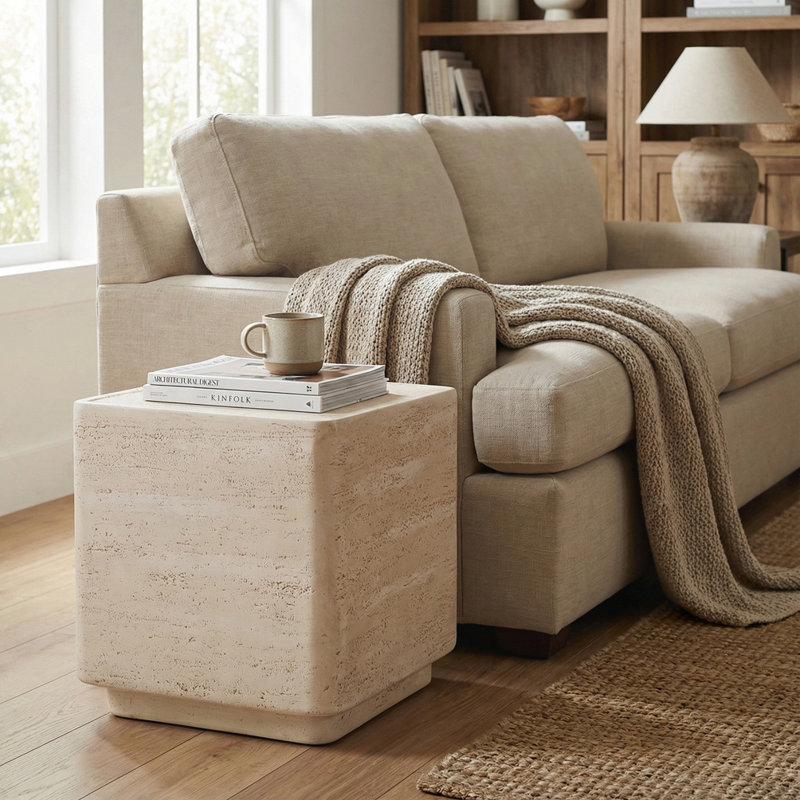 Outdoor Patio MGO Side Table, Beige 382T