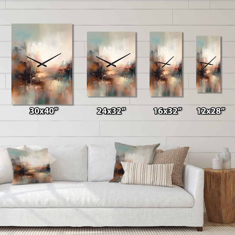 Abstracted Nature I - Horloges murales paysage abstrait, H 40 po x l 30 po