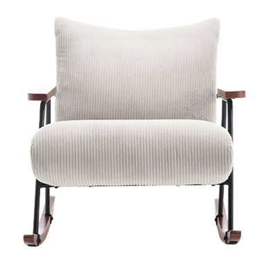 Chaise berçante décontractée de couleur grise avec structure en métal sécurisée pour la maison