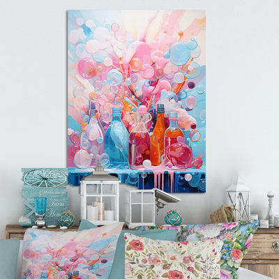 «Pink Laundry Soap Bubble 2», art mural en métal