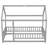 Thendara Floor Bed Frame, Wooden Platform Bed with House Roof Frame and Fence Guardrails-1204429193-1204429196