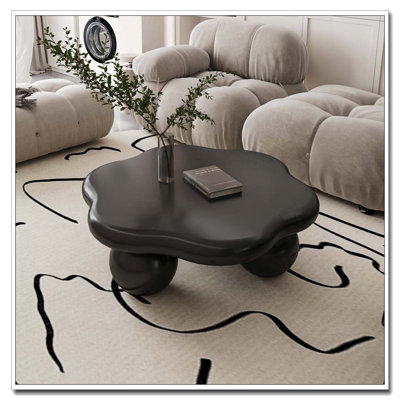 Table basse 35 "en forme de nuage, table basse minimaliste moderne en forme de pétale avec pieds sphériques