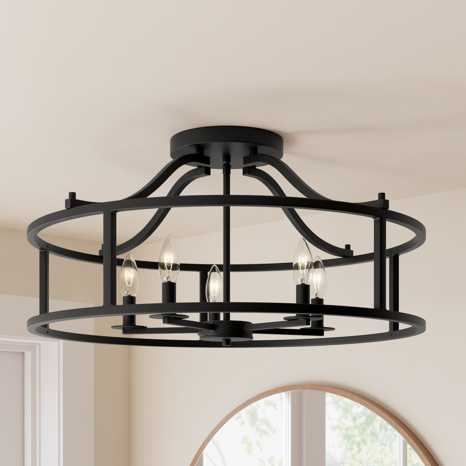 Maris 5-Light Semi Flush Mount, Black