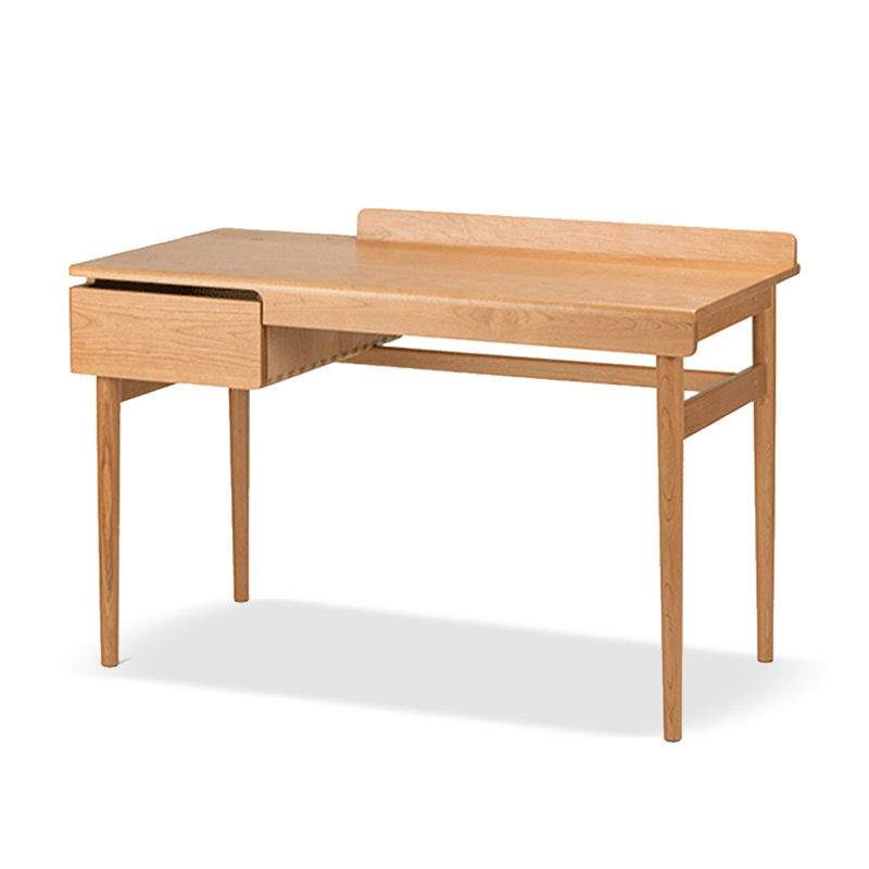 Bureau en bois massif avec cloison Wabi-Sabi, Cerisier, H 29,53 po x l 47,24 po x P 23,62 po