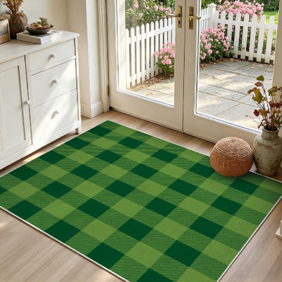 Green Machine Washable,Lumberjack Indoor Area Rug