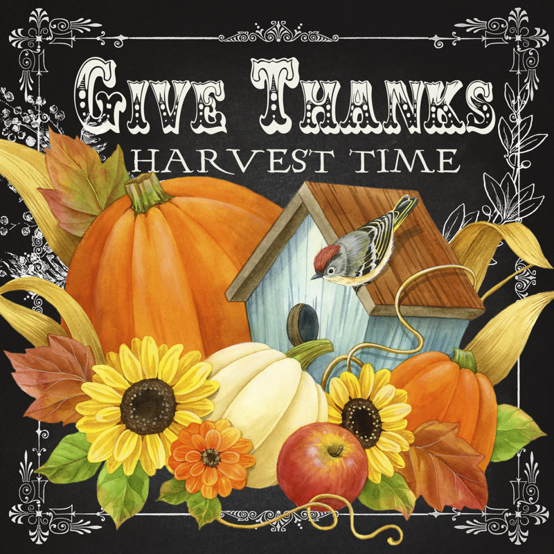 «Harvest Greetings II» par Jane Maday - reproduction d'art sur toile tendue, H 36 po x l 36 po