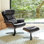 Fauteuil inclinable et pivotant en cuir véritable